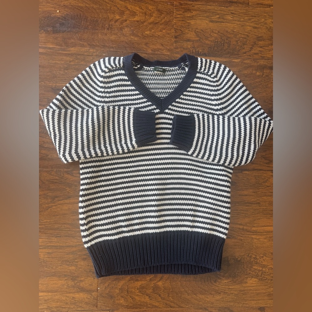 J. Crew Navy and White Knit Sweater